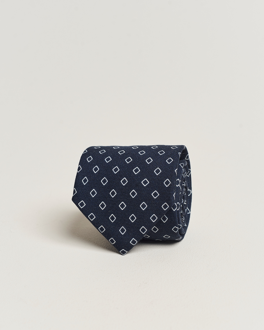 Herren | Krawatten | Altea | Printed Wool Tie Navy