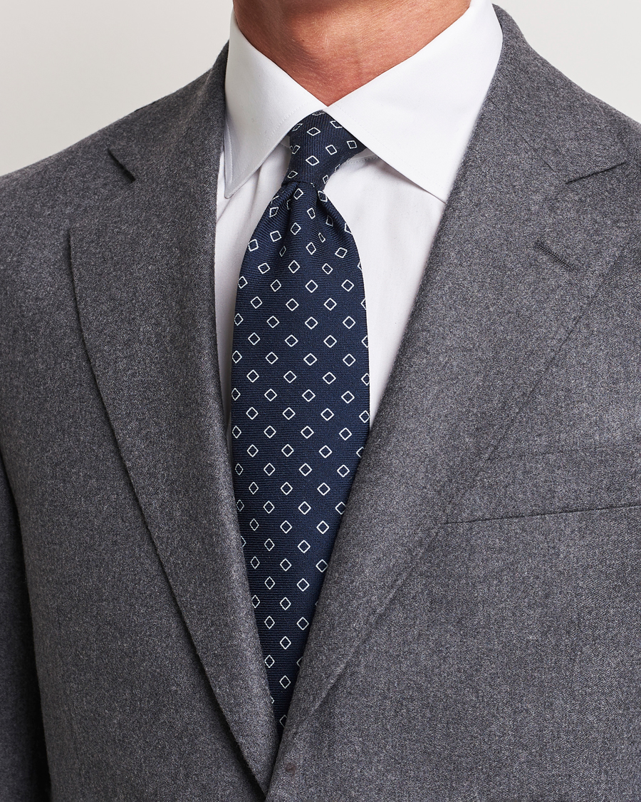 Herren | Krawatten | Altea | Printed Wool Tie Navy