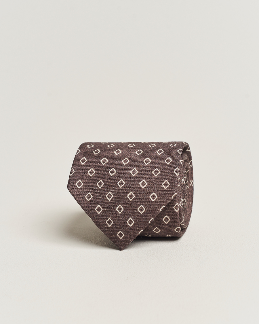 Herren | Altea Printed Wool Tie Brown | Altea | Printed Wool Tie Brown
