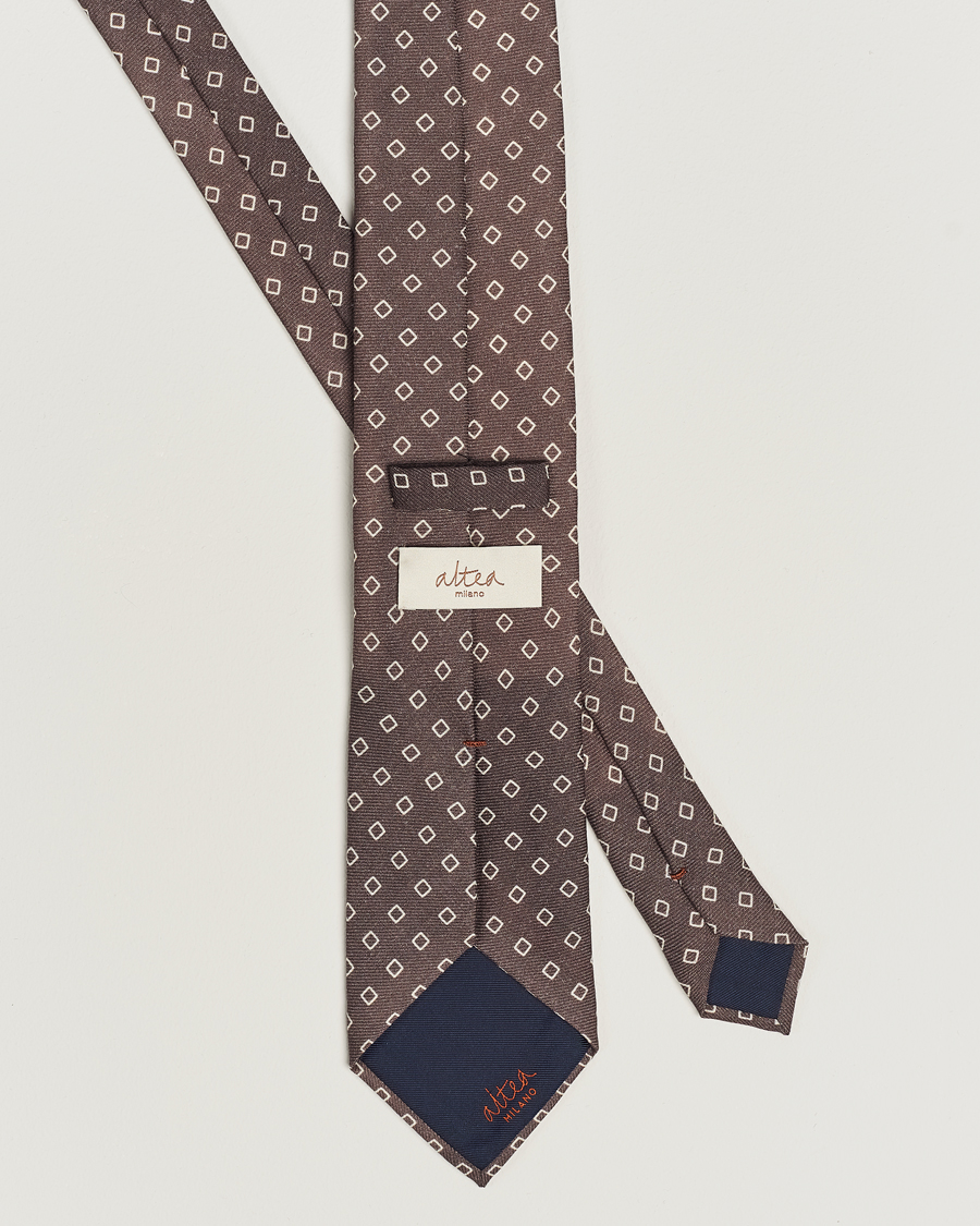 Herren | Altea Printed Wool Tie Brown | Altea | Printed Wool Tie Brown