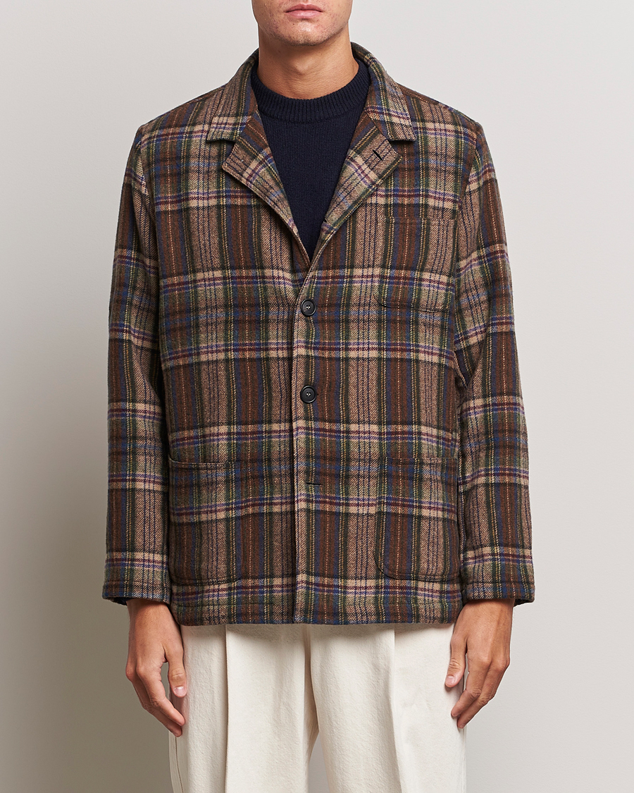 Herren |  | Massimo Alba | Florida Soft Wool Shirt Jacket Brown Check