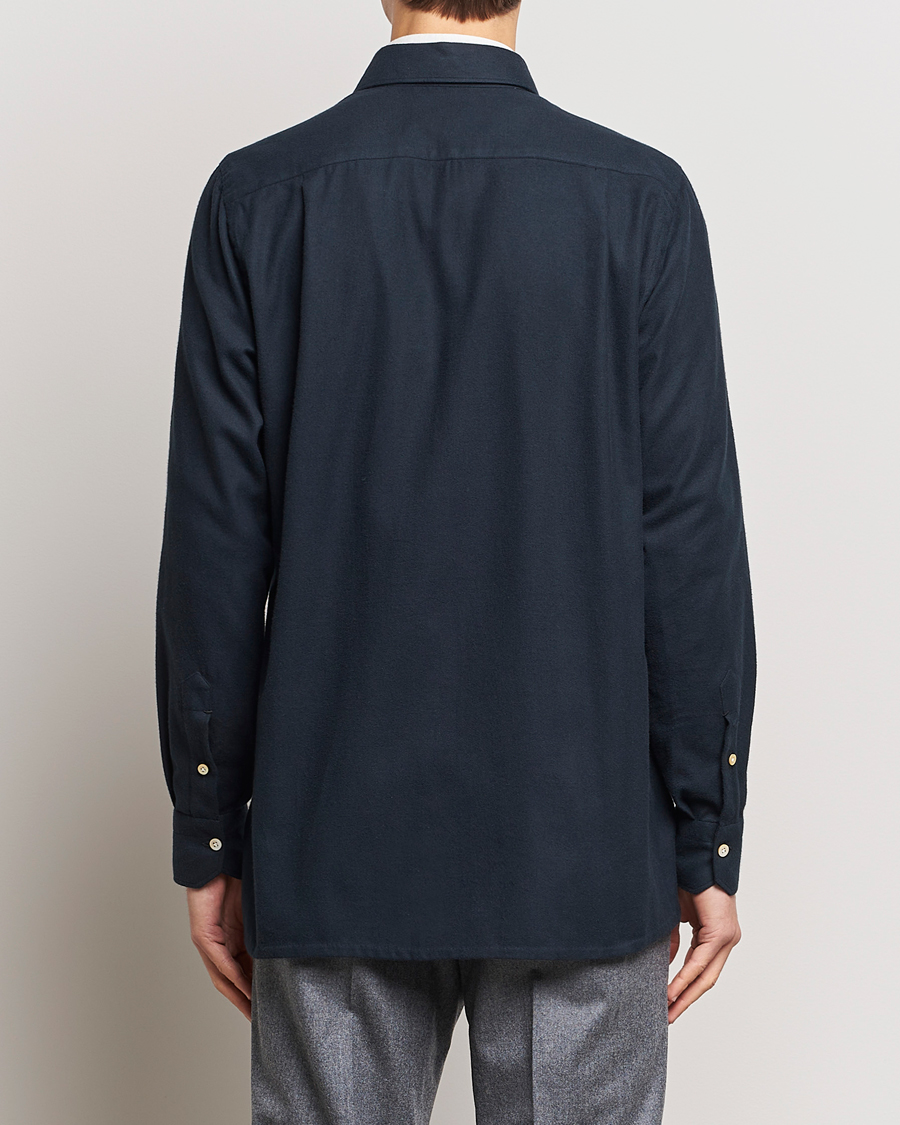 Herren | Hemden | Kiton | Herringbone Flannel Overshirt Midnight