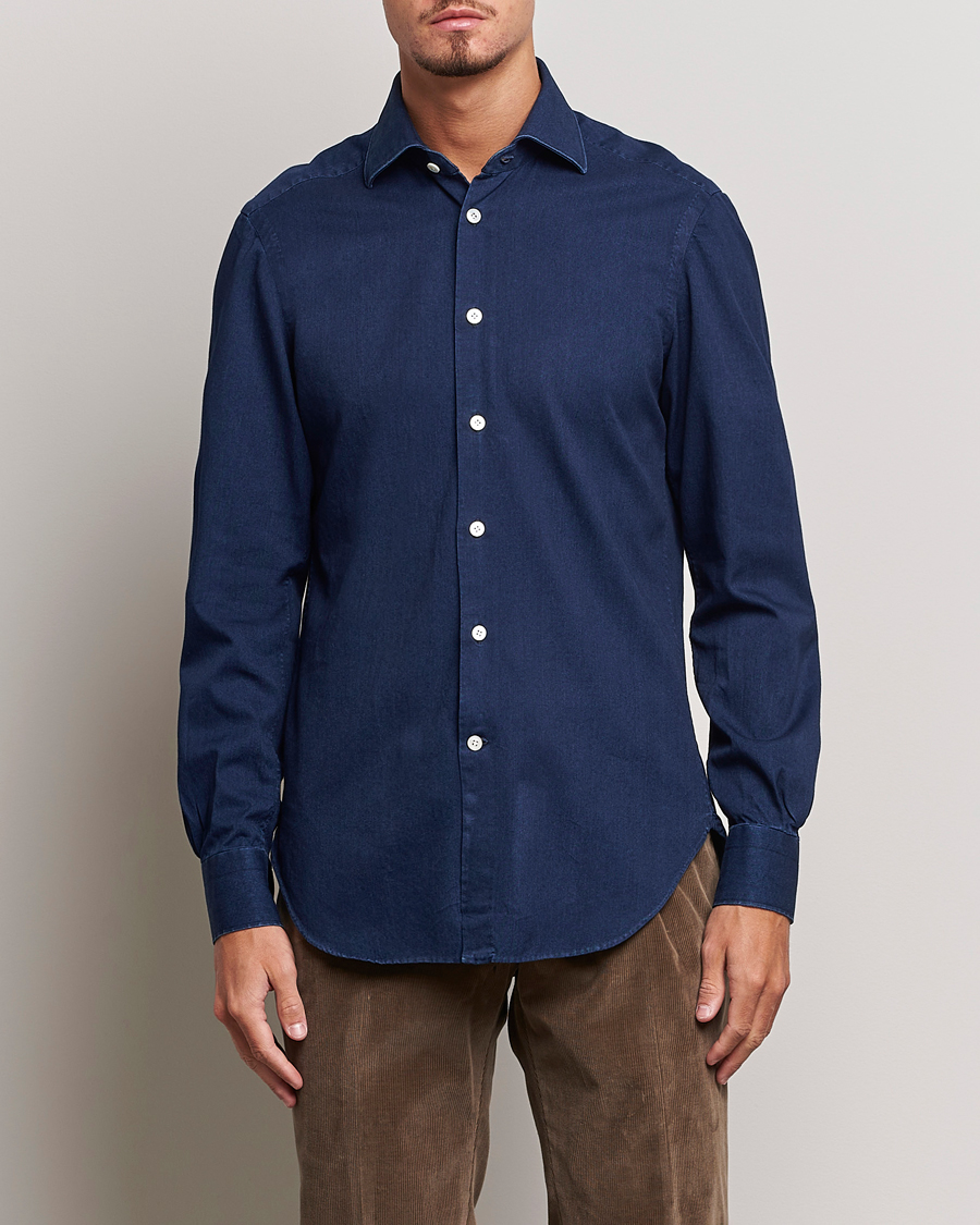 Herren |  | Kiton | Slim Fit Denim Shirt Dark Blue Wash