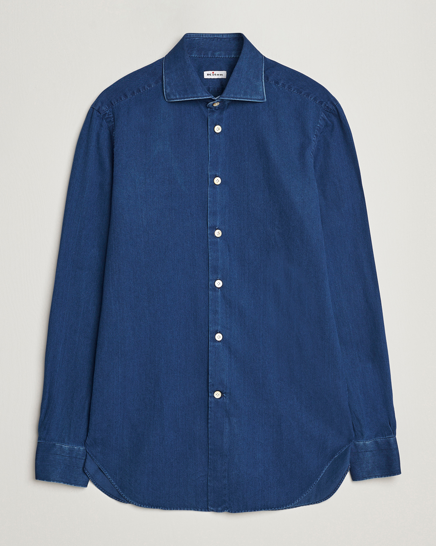 Herren | Hemden | Kiton | Slim Fit Denim Shirt Medium Blue Wash