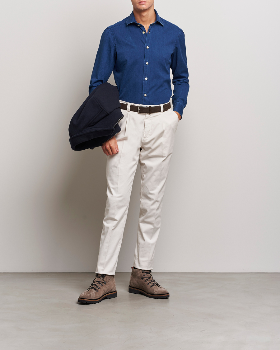 Herren | Hemden | Kiton | Slim Fit Denim Shirt Medium Blue Wash