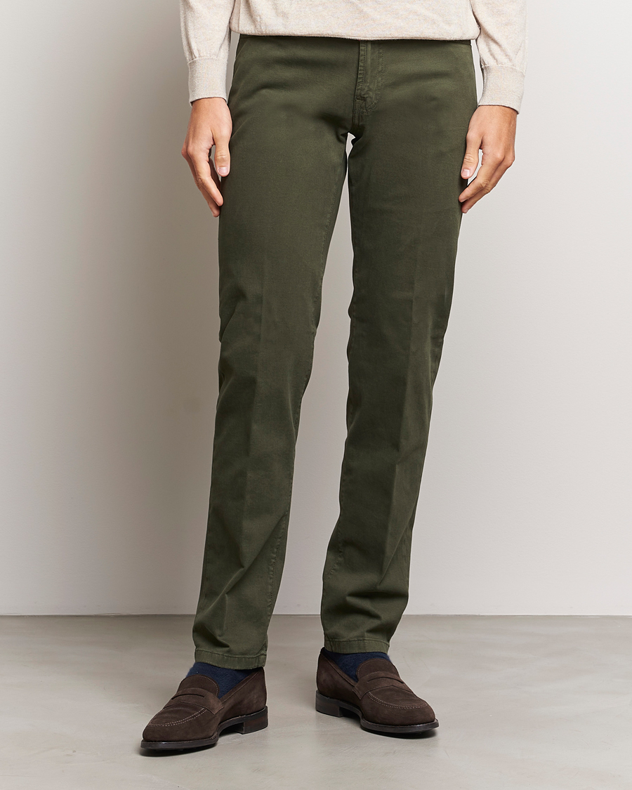 Herren |  | Kiton | Slim Fit Cashmere/Cotton 5-Pocket Pants Dark Green