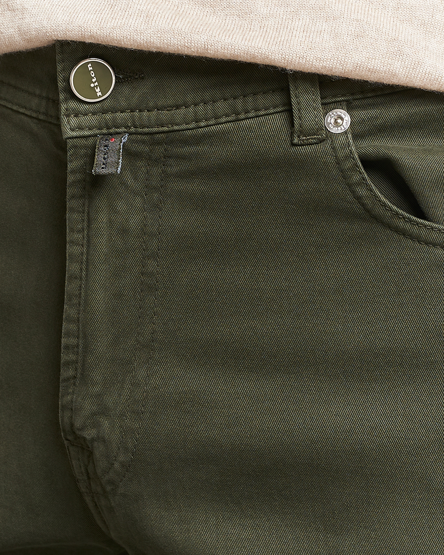 Herren | Hosen | Kiton | Slim Fit Cashmere/Cotton 5-Pocket Pants Dark Green