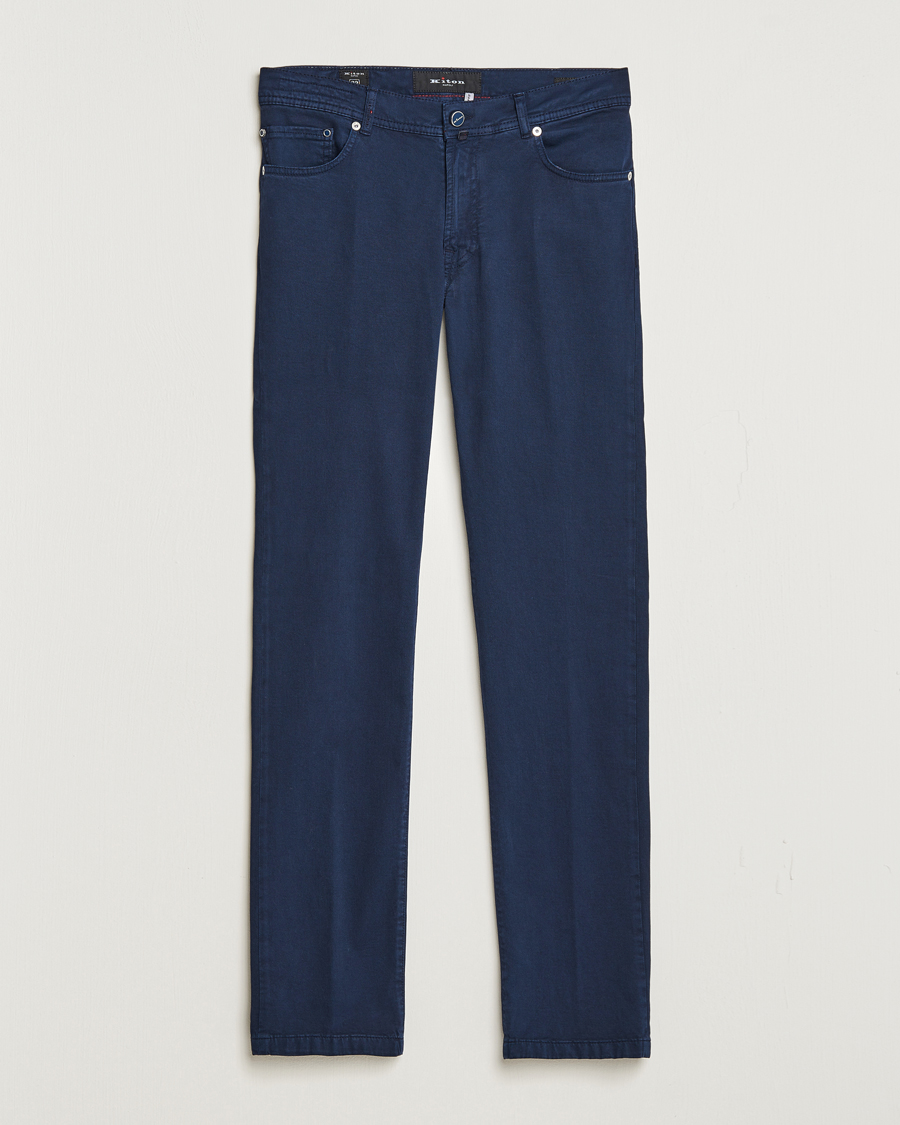 Herren |  | Kiton | Slim Fit Cashmere/Cotton 5-Pocket Pants Navy