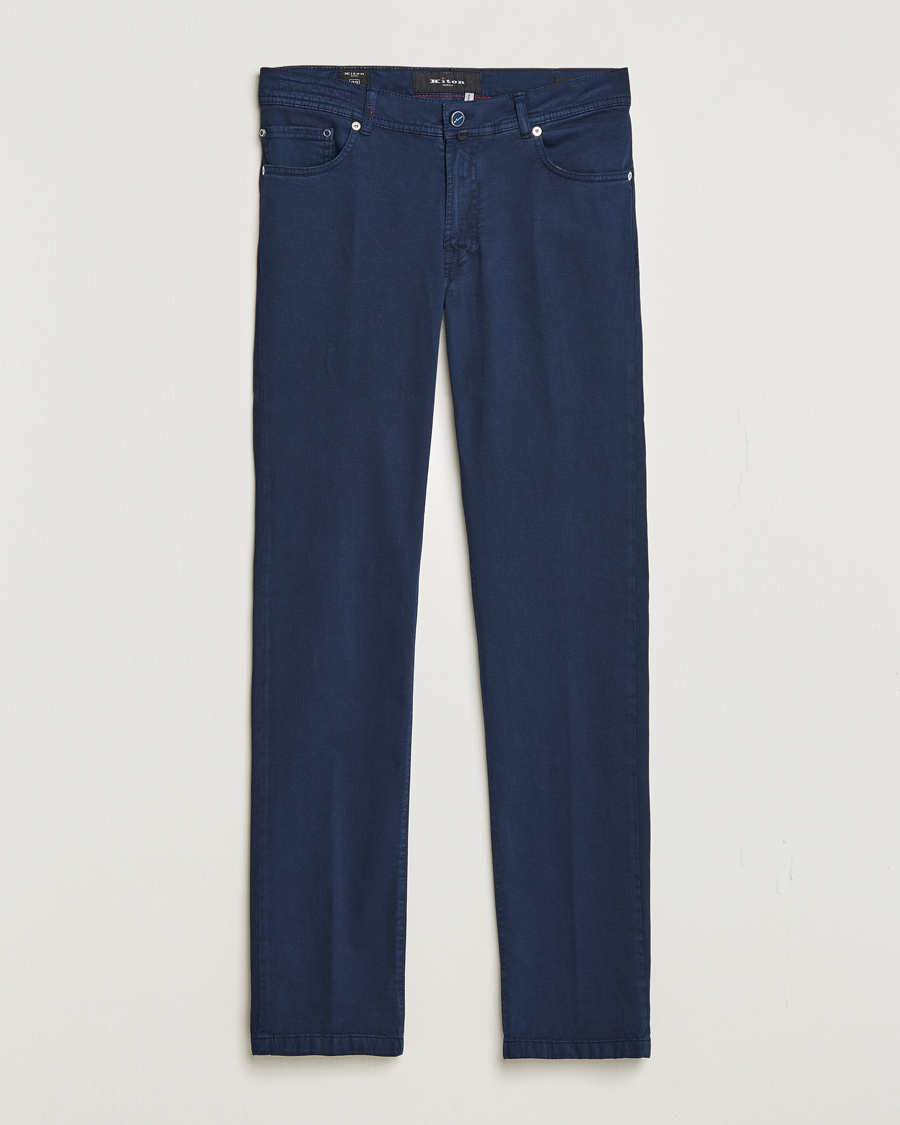 Herren | Hosen | Kiton | Slim Fit Cashmere/Cotton 5-Pocket Pants Navy