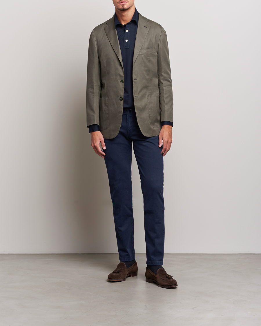Herren | Hosen | Kiton | Slim Fit Cashmere/Cotton 5-Pocket Pants Navy