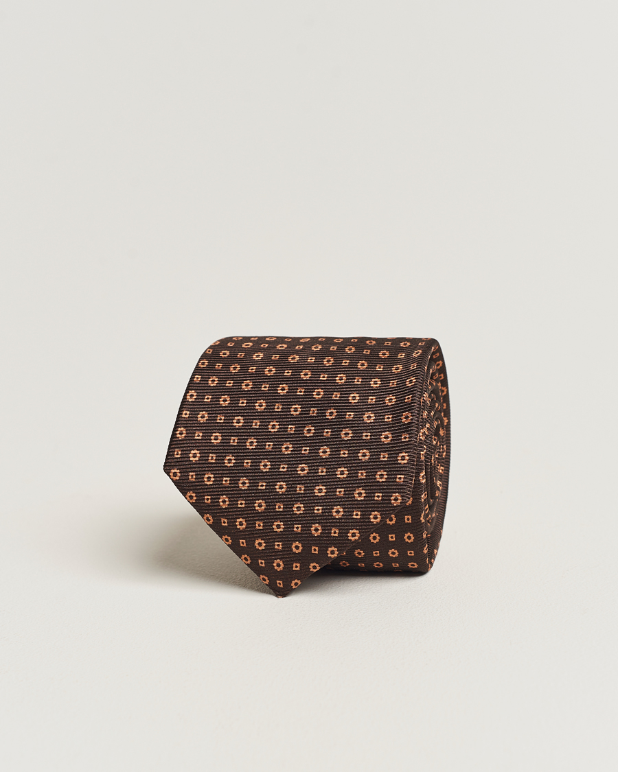 Herren | Kiton Micro Dot Silk Tie Brown | Kiton | Micro Dot Silk Tie Brown