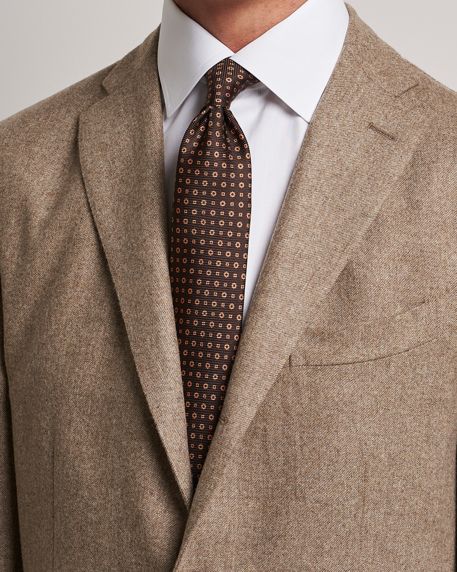 Herren | Kiton Micro Dot Silk Tie Brown | Kiton | Micro Dot Silk Tie Brown