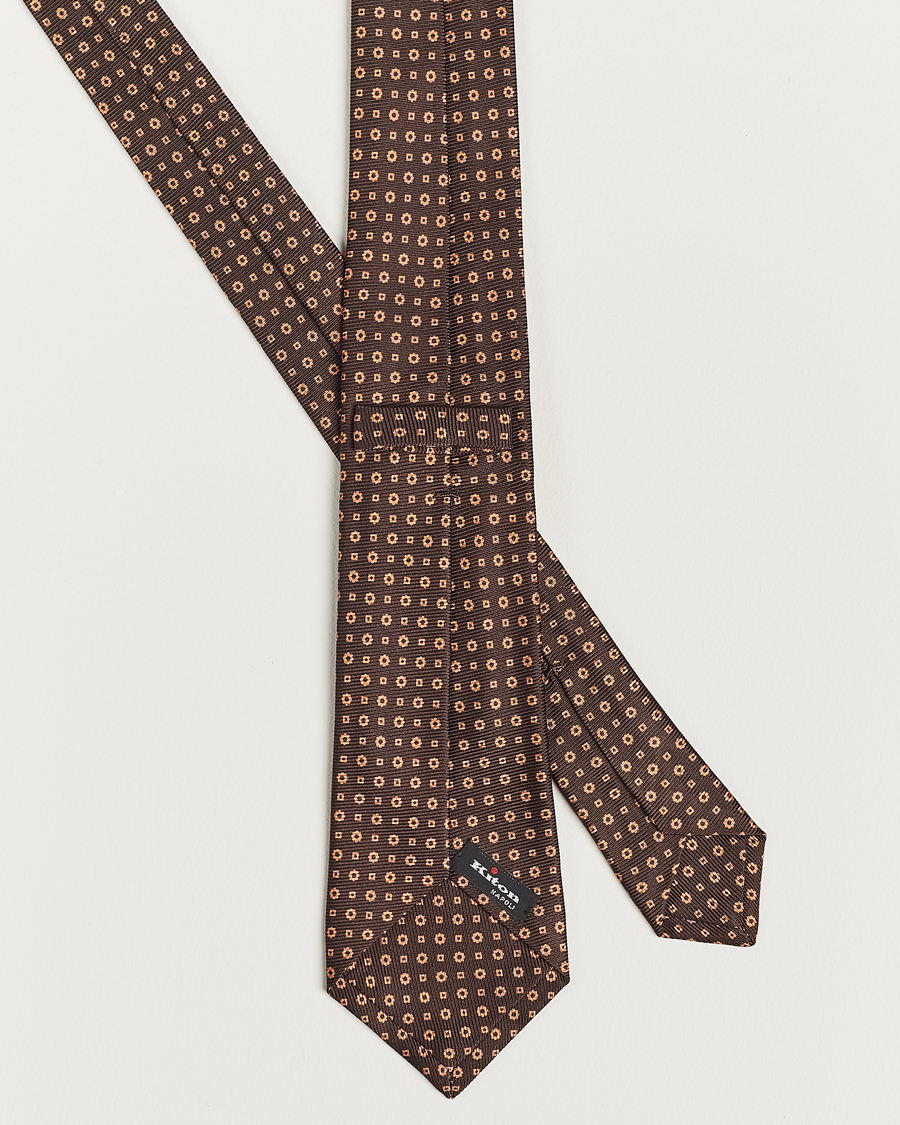 Herren | Kiton Micro Dot Silk Tie Brown | Kiton | Micro Dot Silk Tie Brown