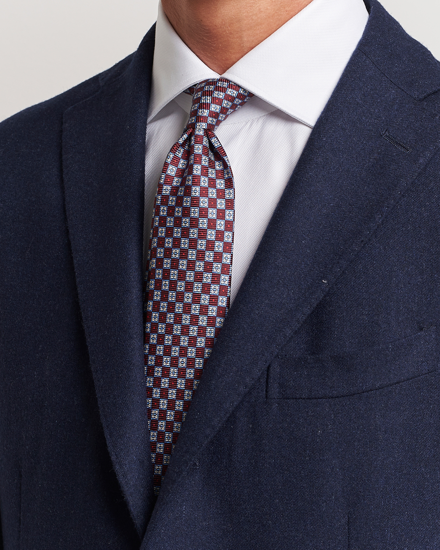 Herren |  | Kiton | Micro Print Silk Tie Burgundy
