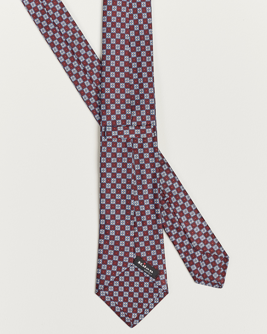 Herren | Krawatten | Kiton | Micro Print Silk Tie Burgundy