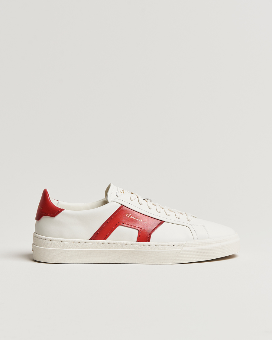 Herren | Santoni | Santoni | Double Buckle Sneakers White/Red