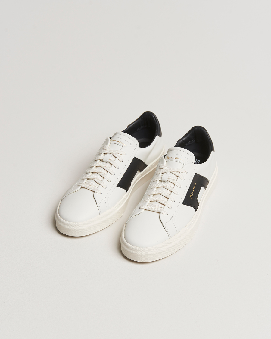 Herren |  | Santoni | Double Buckle Sneakers White/Black