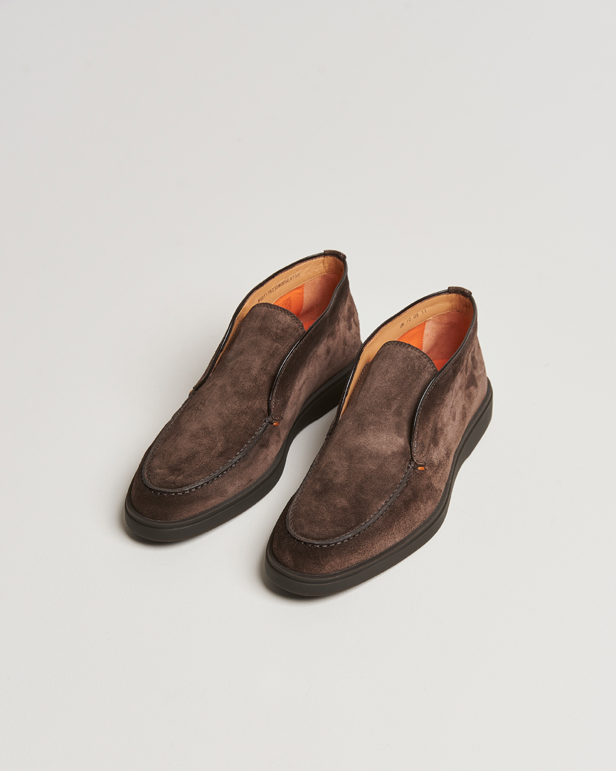 Herren |  | Santoni | Open Chukka Boots Dark Brown Suede