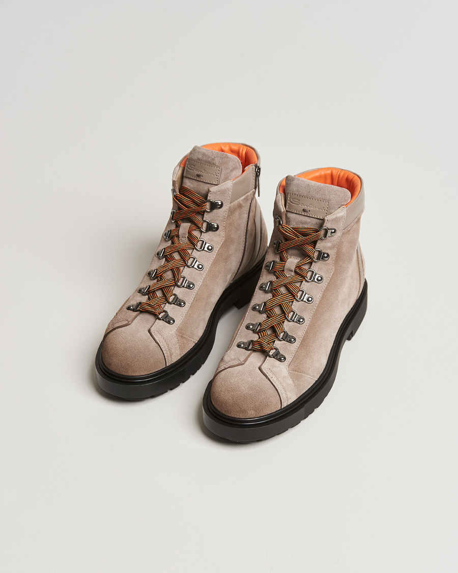 Herren | Santoni St Moritz Winter Boots Beige Suede | Santoni | St Moritz Winter Boots Beige Suede