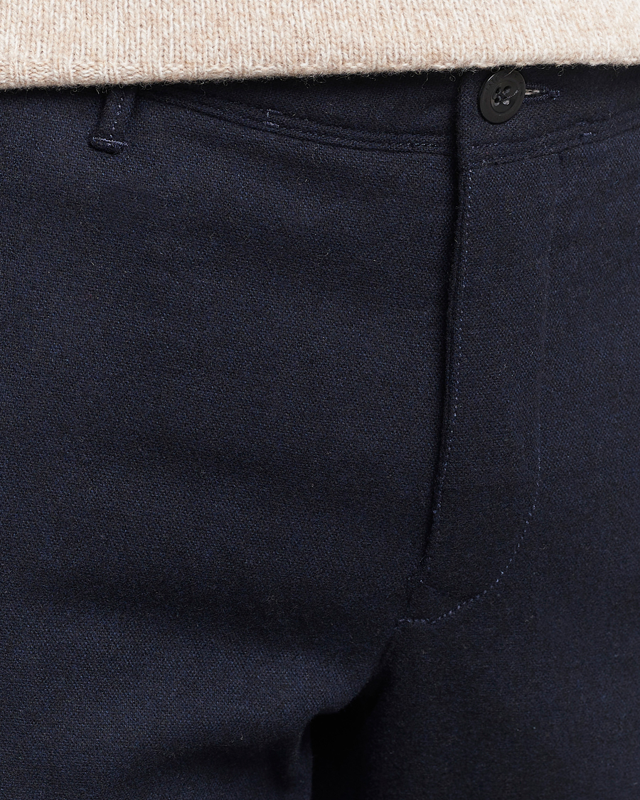Herren | Hosen | Incotex | Slim Fit Washed Flannel Stretch Slacks Navy