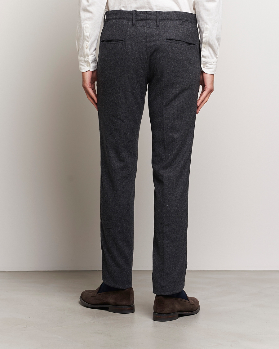 Herren | Hosen | Incotex | Slim Fit Washed Flannel Stretch Slacks Dark Grey