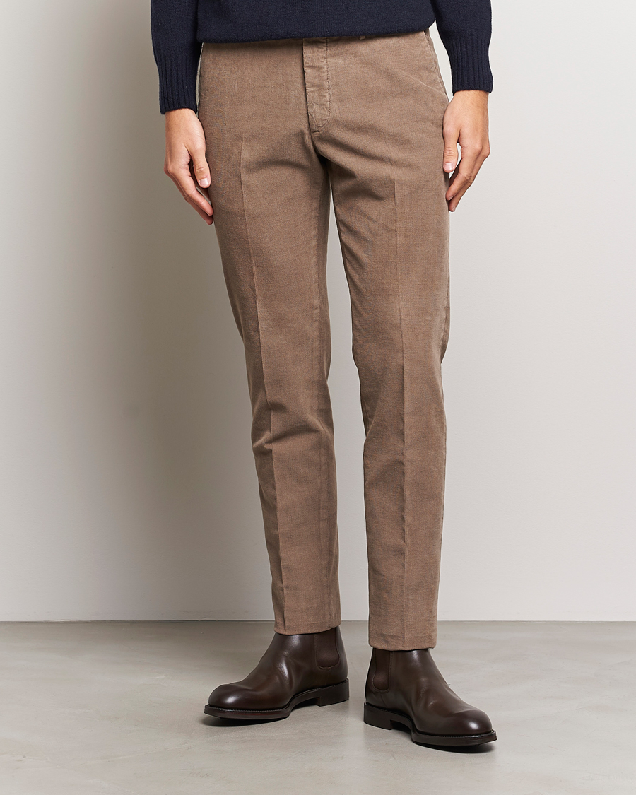 Herren | Cordhosen | Incotex | Slim Fit Soft Corduroy Trousers Taupe