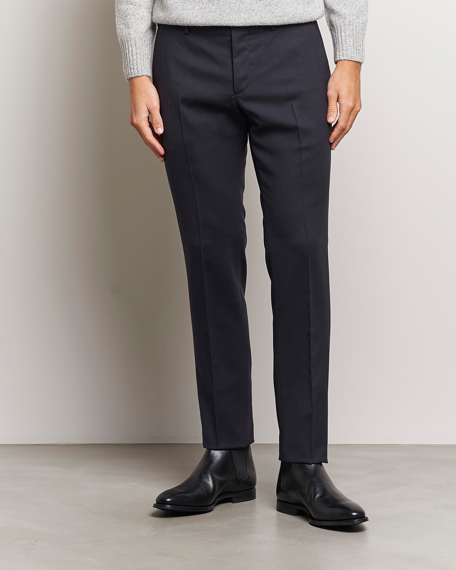 Herren | Hosen | Incotex | Slim Fit Washable Flannel Trousers Navy