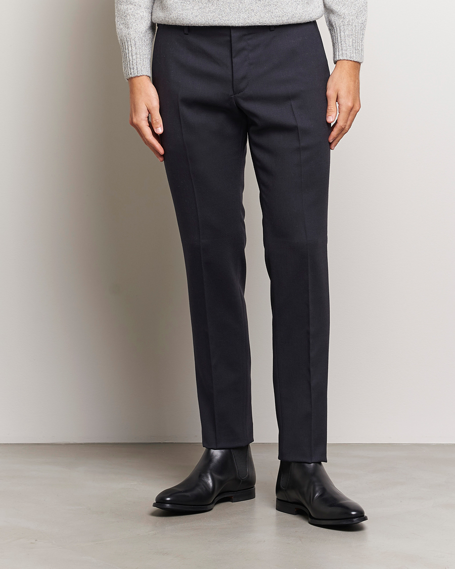 Herren | Flanellhosen | Incotex | Slim Fit Washable Flannel Trousers Navy