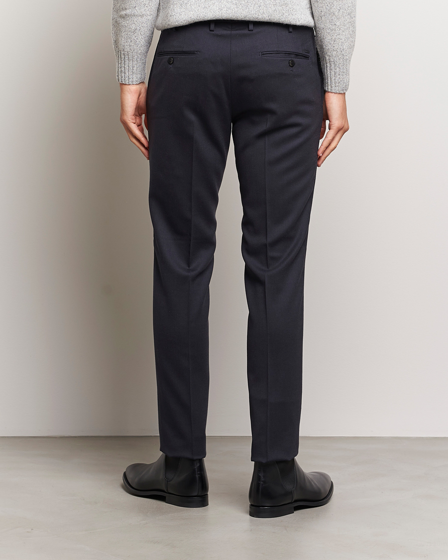 Herren | Hosen | Incotex | Slim Fit Washable Flannel Trousers Navy