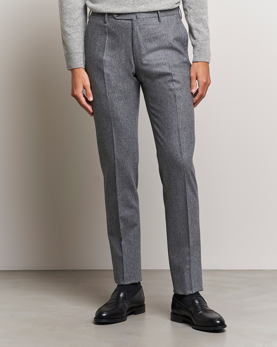 Herren | Flanellhosen | Incotex | Slim Fit Carded Flannel Trousers Grey Melange