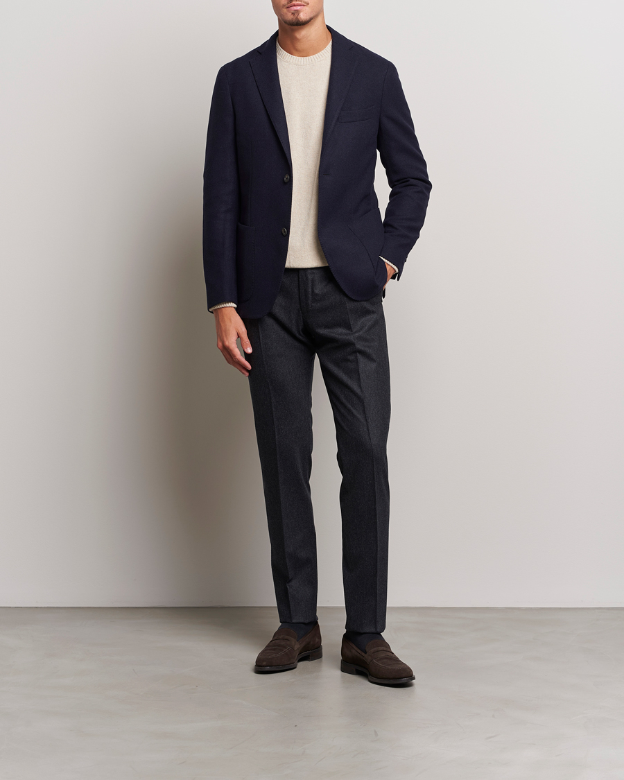 Herren | Hosen | Incotex | Slim Fit Carded Flannel Trousers Dark Grey