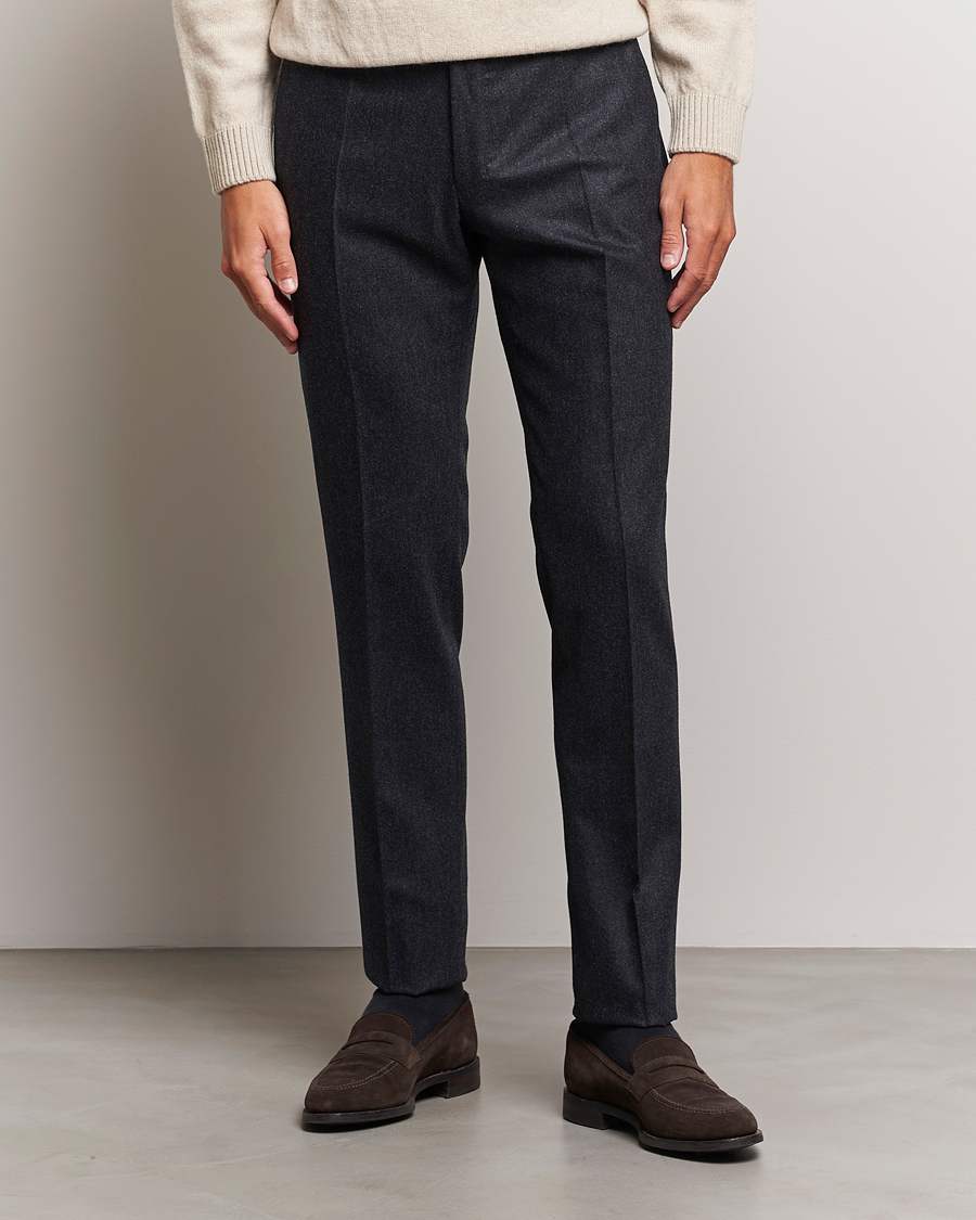 Herren | Flanellhosen | Incotex | Slim Fit Carded Flannel Trousers Dark Grey