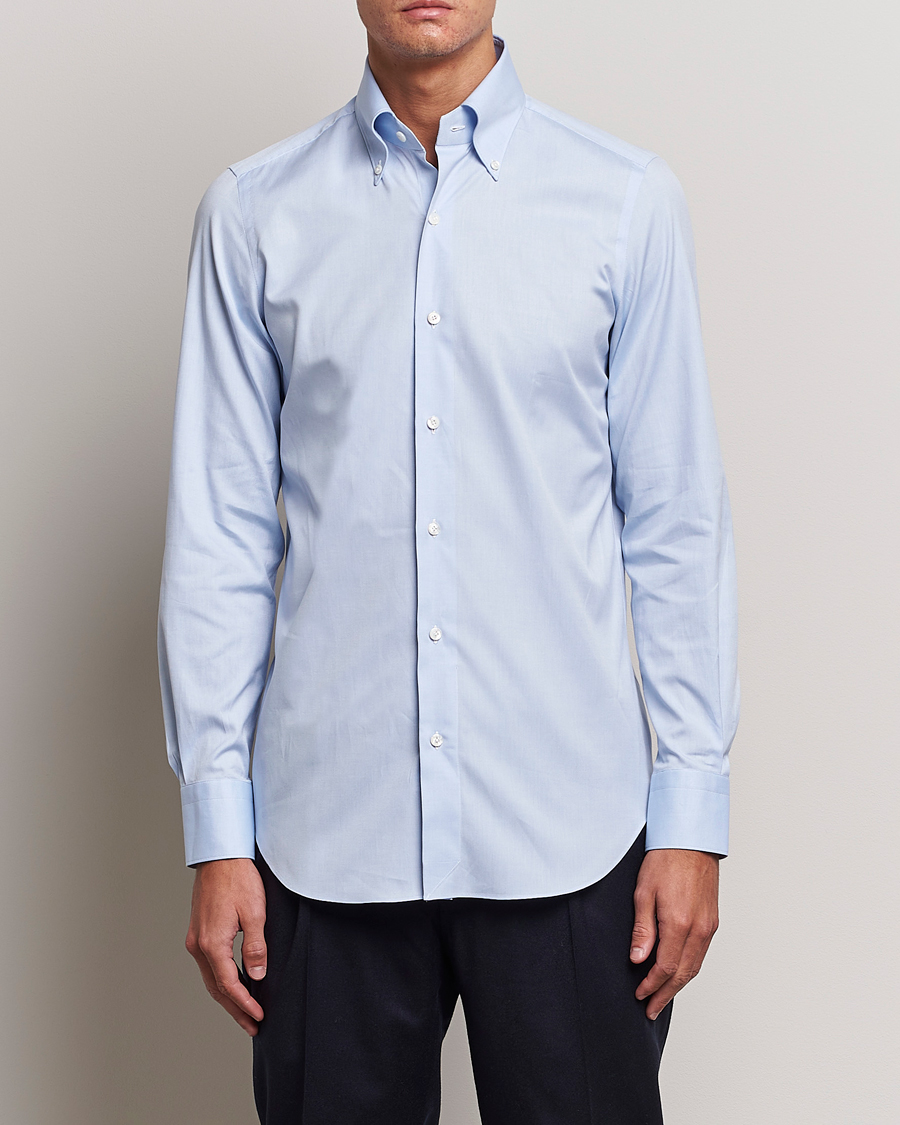 Herren |  | Finamore Napoli | Milano Slim Oxford Button Down Shirt Light Blue