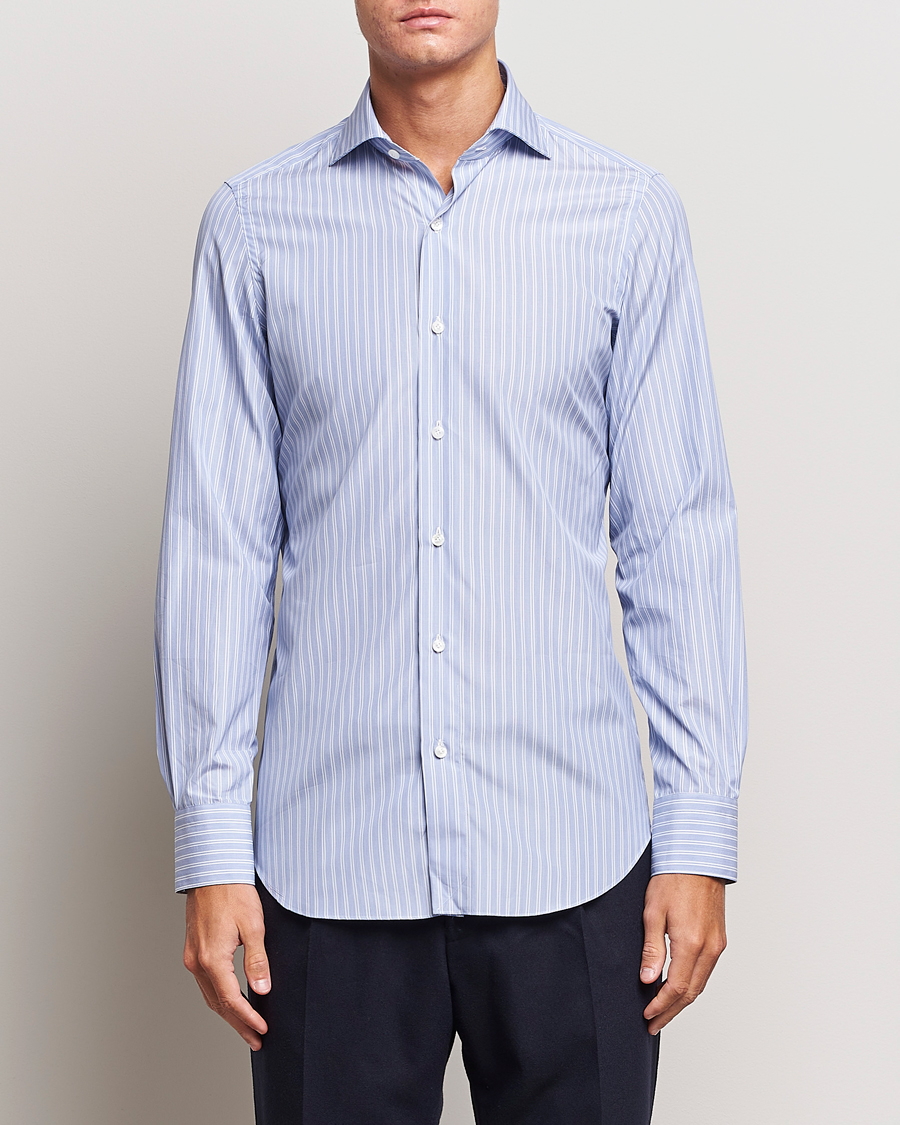 Herren | Formelle Hemden | Finamore Napoli | Milano Slim Giza 170 Dress Shirt Light Blue