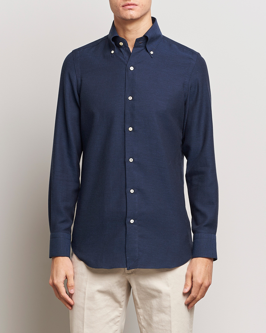 Herren |  | Finamore Napoli | Milano Slim Cashmere BD Shirt Navy
