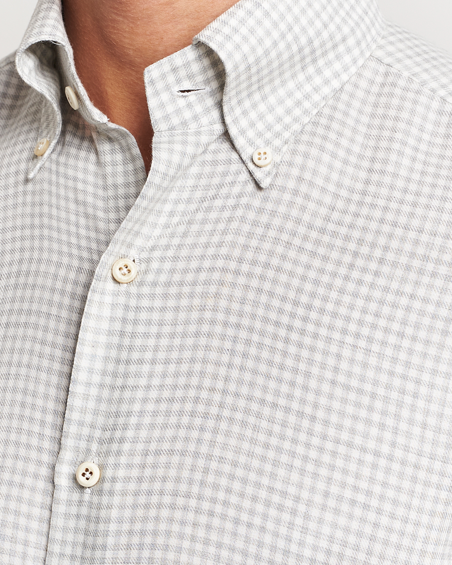 Herren | Hemden | Finamore Napoli | Milano Slim Cashmere BD Shirt Light Grey