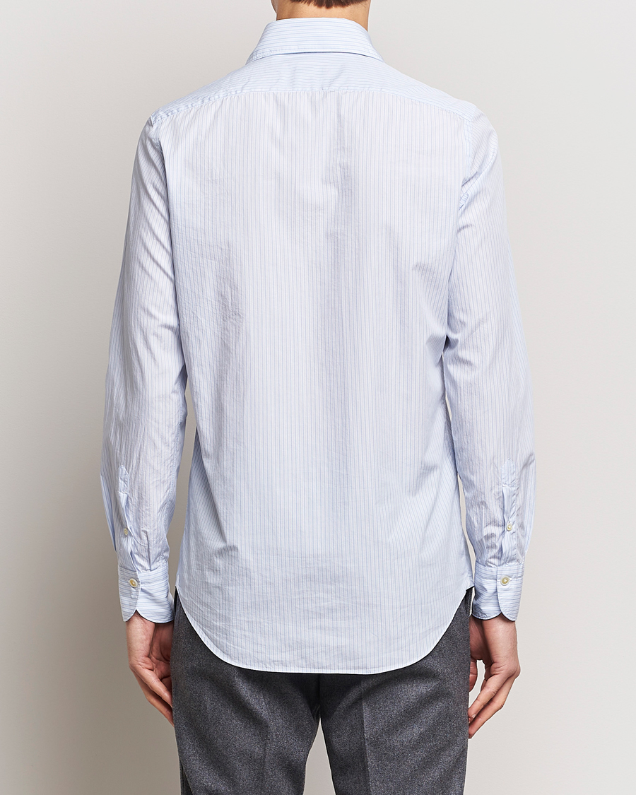 Herren | Hemden | Finamore Napoli | Milano Slim Washed Dress Shirt Blue Stripe
