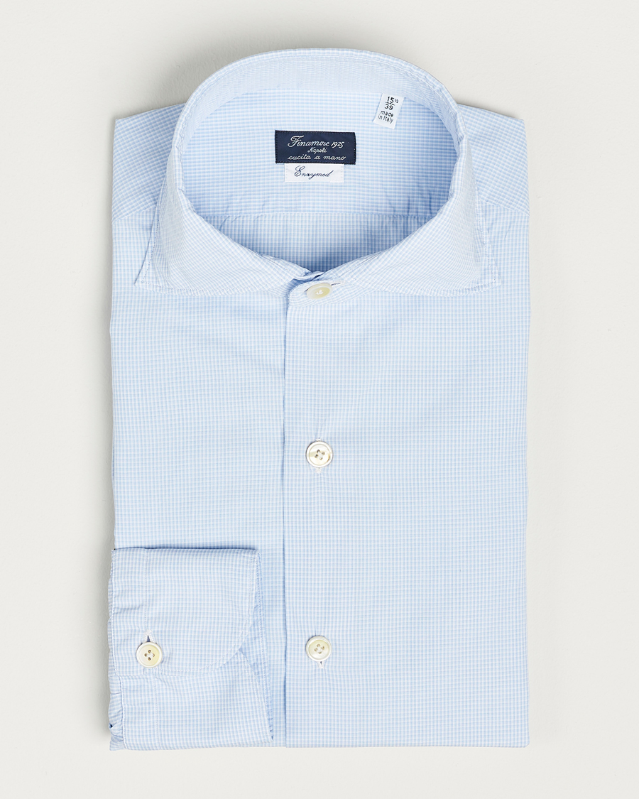 Herren | Hemden | Finamore Napoli | Milano Slim Washed Dress Shirt Blue Check