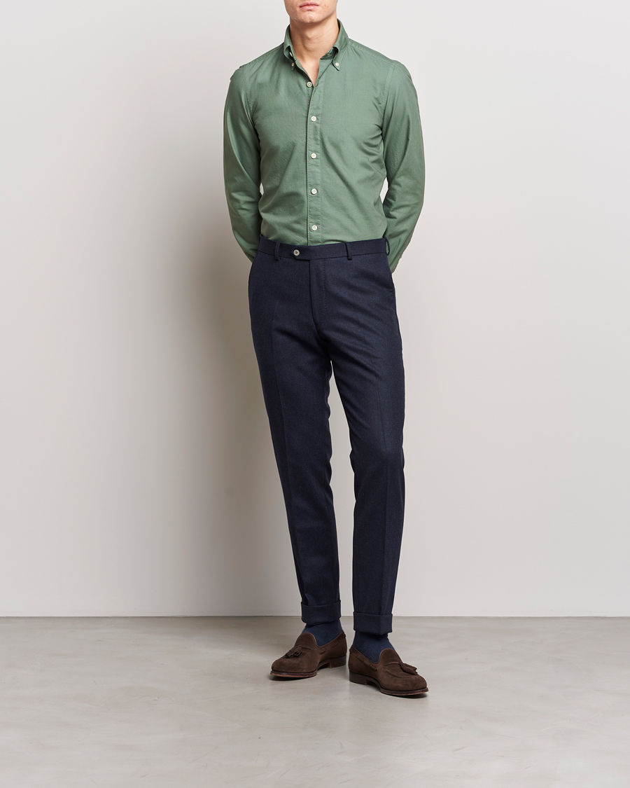 Herren | Hemden | Finamore Napoli | Tokyo Slim Oxford Button Down Shirt Olive