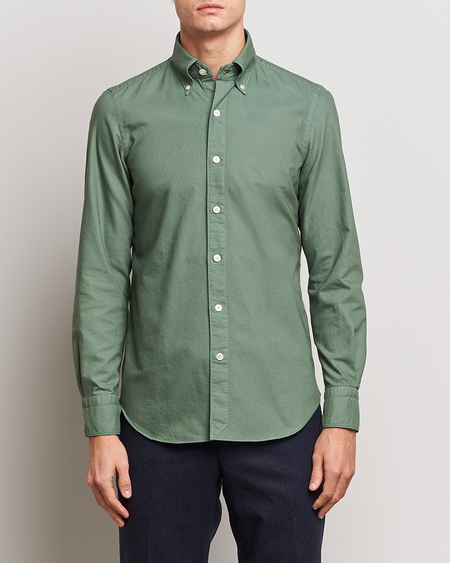 Herren | Hemden | Finamore Napoli | Tokyo Slim Oxford Button Down Shirt Olive