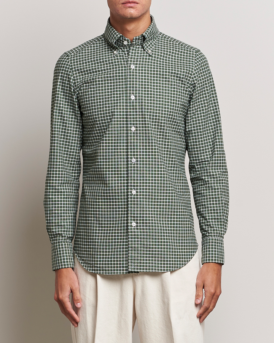 Herren |  | Finamore Napoli | Tokyo Slim Oxford Button Down Shirt Green Check