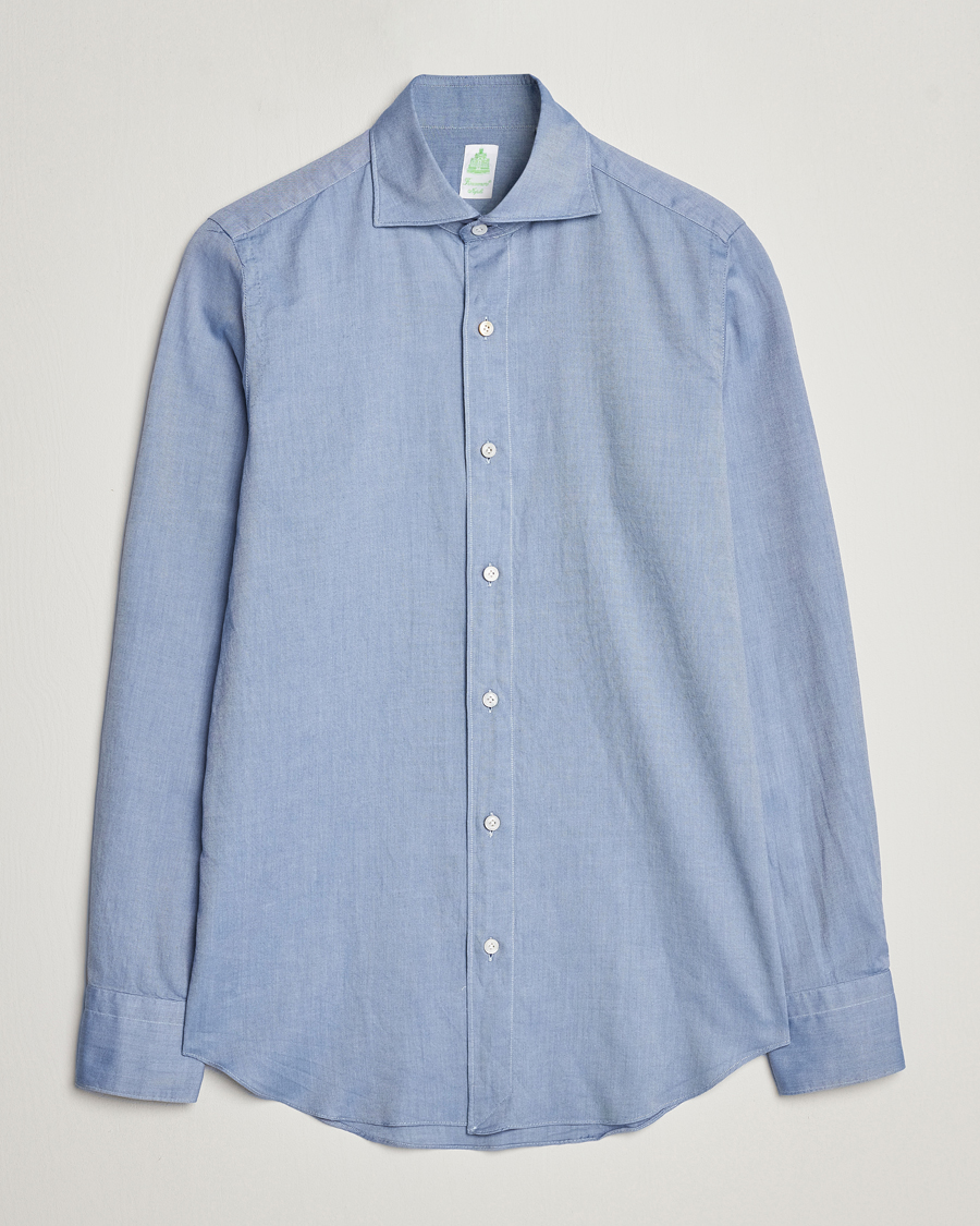 Herren | Hemden | Finamore Napoli | Tokyo Slim Flannel Shirt Light Blue