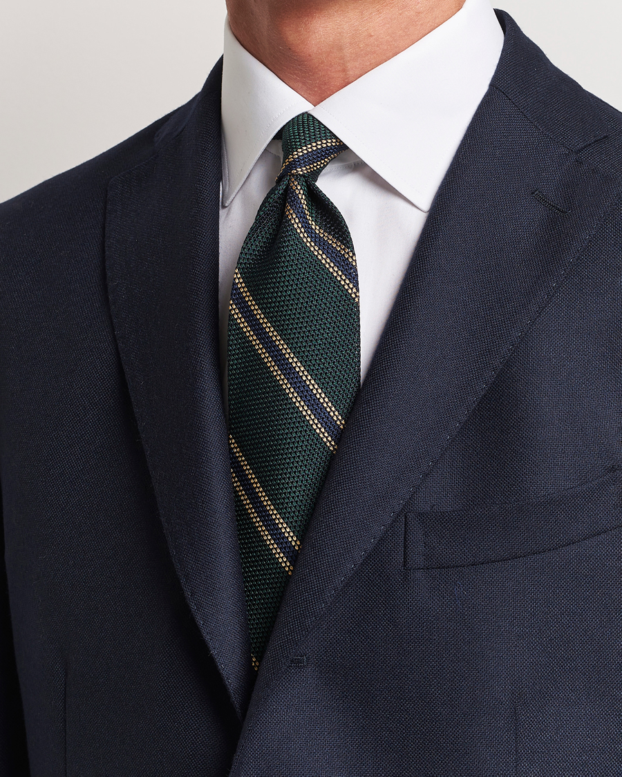 Herren |  | Finamore Napoli | Regimental Grenadine Silk Tie Green/Navy