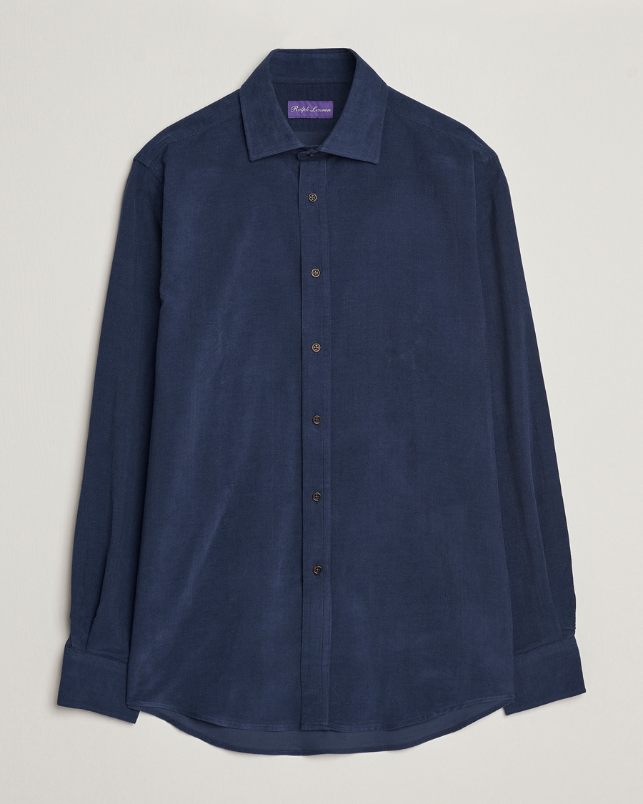 Herren |  | Ralph Lauren Purple Label | Cotton/Cashmere Corduroy Shirt Navy