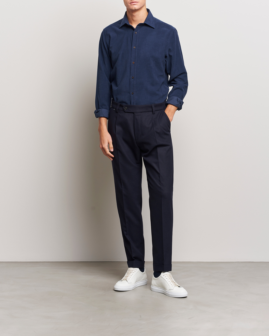 Herren | Hemden | Ralph Lauren Purple Label | Cotton/Cashmere Corduroy Shirt Navy