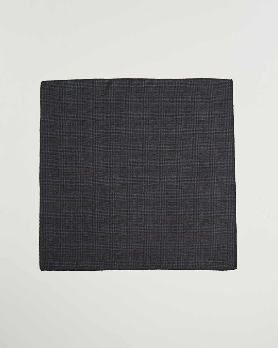 Herren | Ralph Lauren Purple Label Glencheck Wool Scarf Charcoal | Ralph Lauren Purple Label | Glencheck Wool Scarf Charcoal