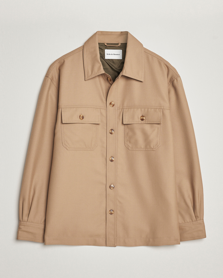 Herren | Hemden | Drôle de Monsieur | Flannel Overshirt Beige