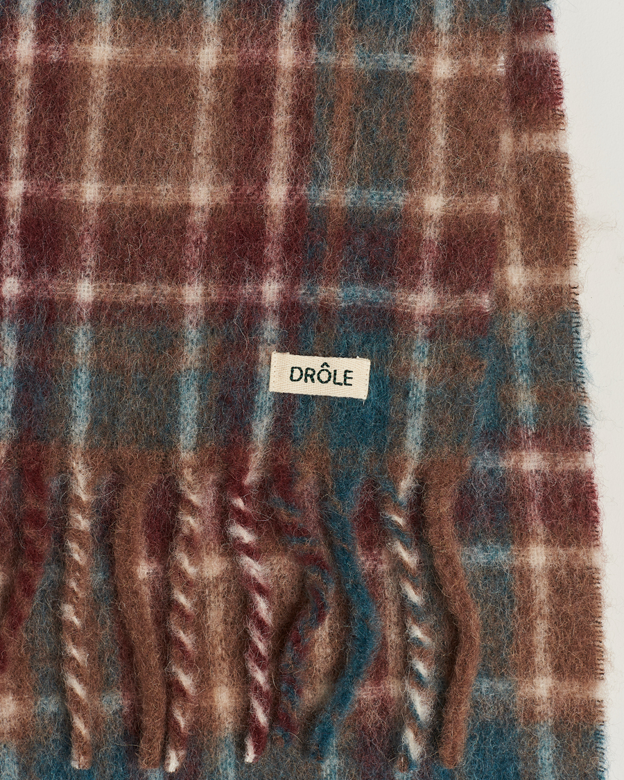 Herren | Drôle de Monsieur Mohair Check Scarf Brown/Blue | Drôle de Monsieur | Mohair Check Scarf Brown/Blue