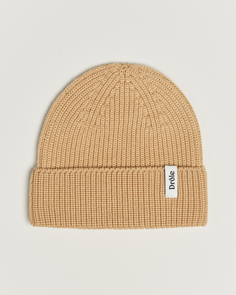 Herren | Drôle de Monsieur Rib Wool Beanie Beige | Drôle de Monsieur | Rib Wool Beanie Beige