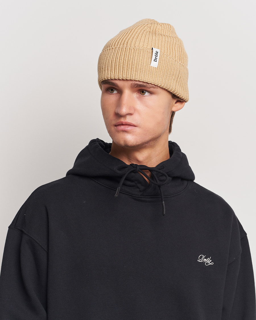 Herren | Drôle de Monsieur Rib Wool Beanie Beige | Drôle de Monsieur | Rib Wool Beanie Beige